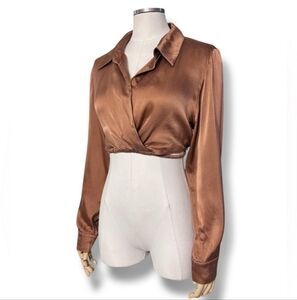 HANSEN & GRETEL Marlo Cropped Silk Shirt - Clay